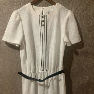 Vintage White Dress with Black Details
